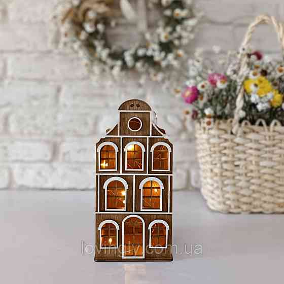 Дерев’яний будиночок-нічник 3 в 1- Скарбничка та декор ручної роботи Ірпінь