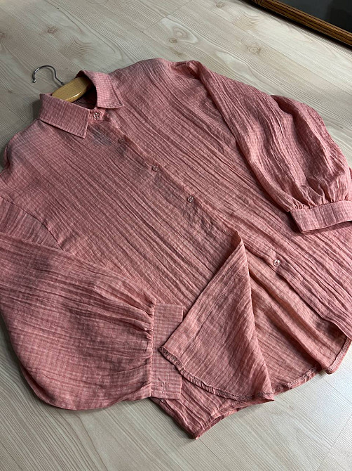 Костюм жіночий Xingyue 318-3 мусліновий у клітинку сорочка оверсайз і спідниця-шорти, рожевий, one size Київ - фото 10