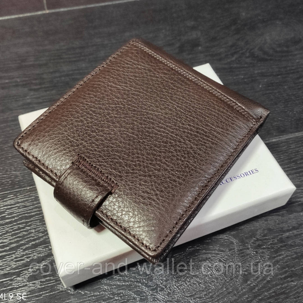 Коричневий шкіряний чоловічий гаманець на кнопці ST Leather Київ - фото 8