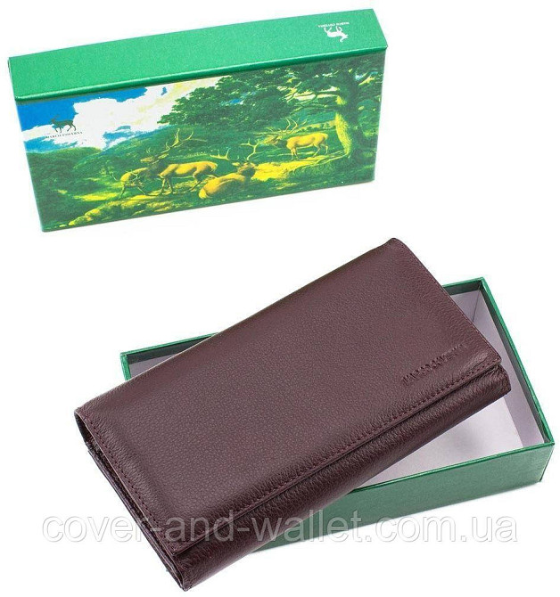 Женский большой кошелёк с отделом для визиток из натуральной кожи (коричневый ) Marco Coverna Киев - изображение 6