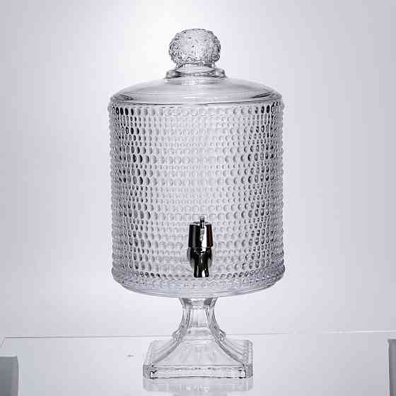 Yiwu Лимонадниця з краном на підставці скляна 4.5 л лимонадник 39 см прозорий HP-19-3045-9 Коломия