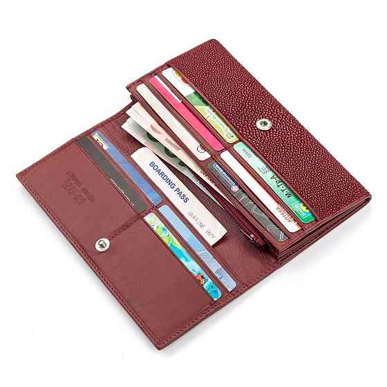 Гаманець жіночий STINGRAY LEATHER 18097 з натуральної шкіри морського ската Бордовий Київ