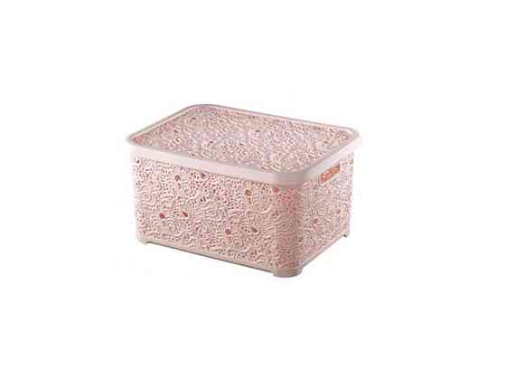 Корзина с крышкой ажурная, Efe plastics 6 л, розовая Одесса