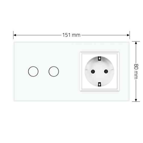 LIVOLO Розумний сенсорний EC вимикач 2 сенсора 1 розетка Livolo білий скло (VL-M7FC2Z2/FCTC16A- Коломия