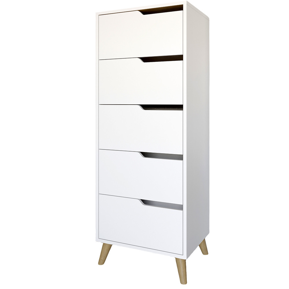 Комод высокий с ножками в цвете Орех светлый 5 ящиков М-ЗОН Борн 500 Нимфея Альба (белый) (MZN-031111) Львов - изображение 2