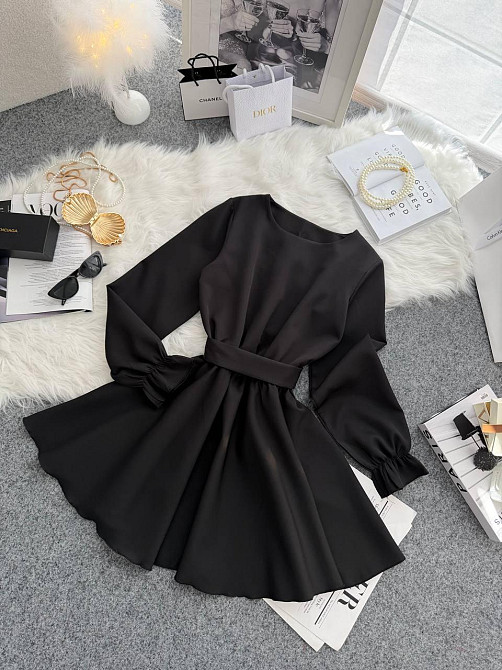 Жіноча романтична мінісукня з поясом креп костюмка Чорний, 50/52 Одеса - фото 4