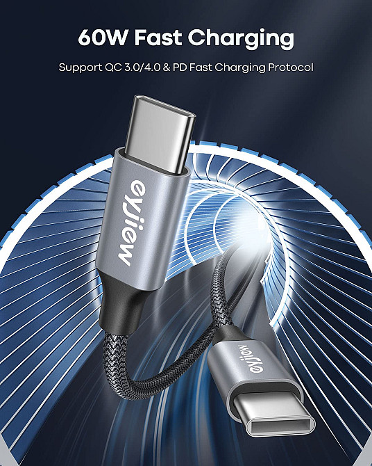 Зарядний кабель Eyjiew Type C - Type C 4м Луцьк - фото 2