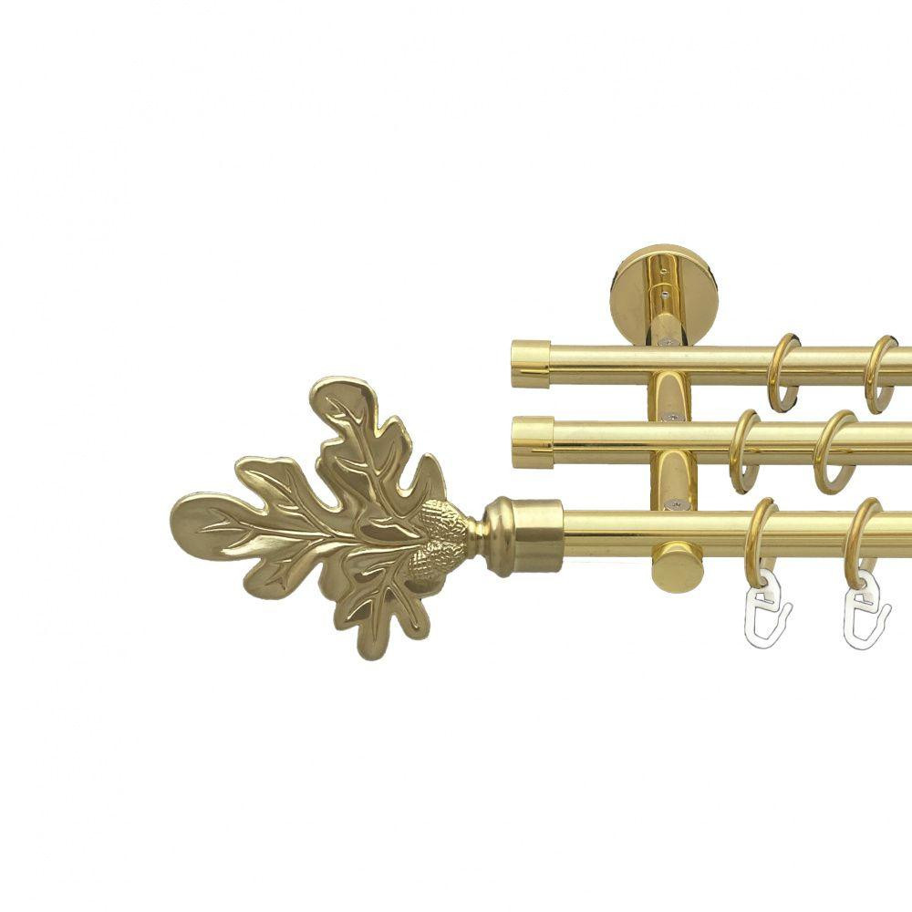 Карниз Orvit Листок Дуба металевий трирядний циліндр (20 см) гладка труба кільце металеве Золото 16\16\16 мм Львов - изображение 1