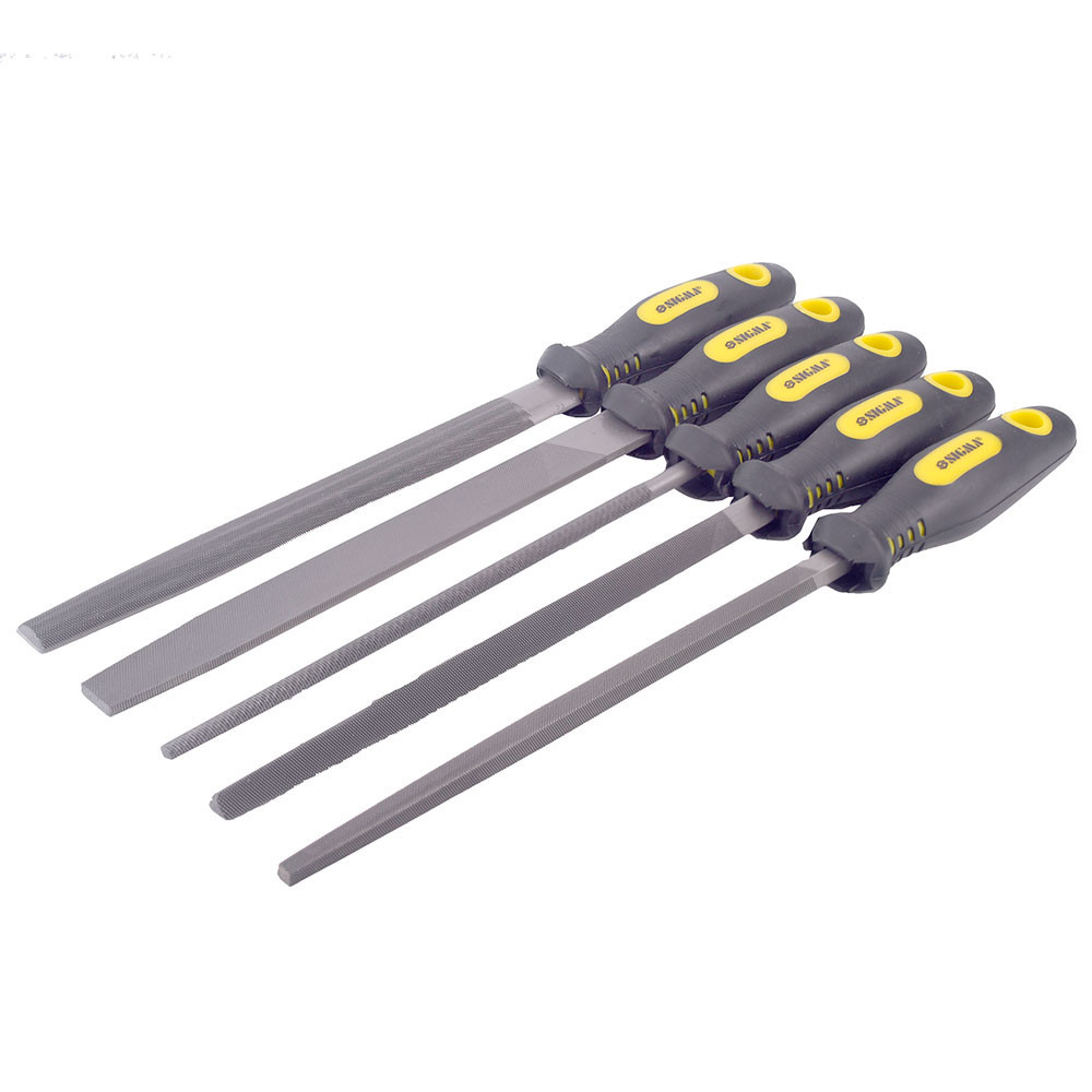 Набір напилків 5 шт 200 мм No2 двокомпонентна ручка (плоский, трикутний, напівкруглий, круглий, квадратний) SIGMA (4408621) Київ - фото 2