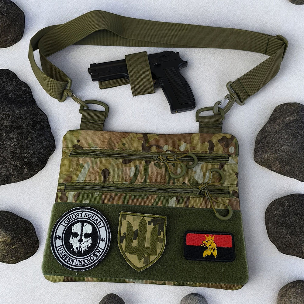 Сумка через плечо из военной ткани, Сумка для скрытого ношения пистолета кобура наплечная FZ-80 Львов - изображение 10