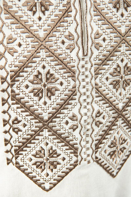 Вышиванка для мальчиков с длинным рукавом льняная, молочная, топ Киев - изображение 2