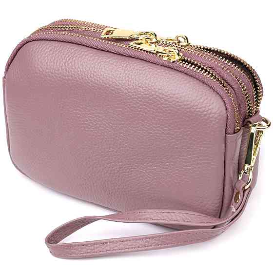 Жіноча сумка з натуральної шкіри з трьома секціями Пурпурний (Vintage) Київ