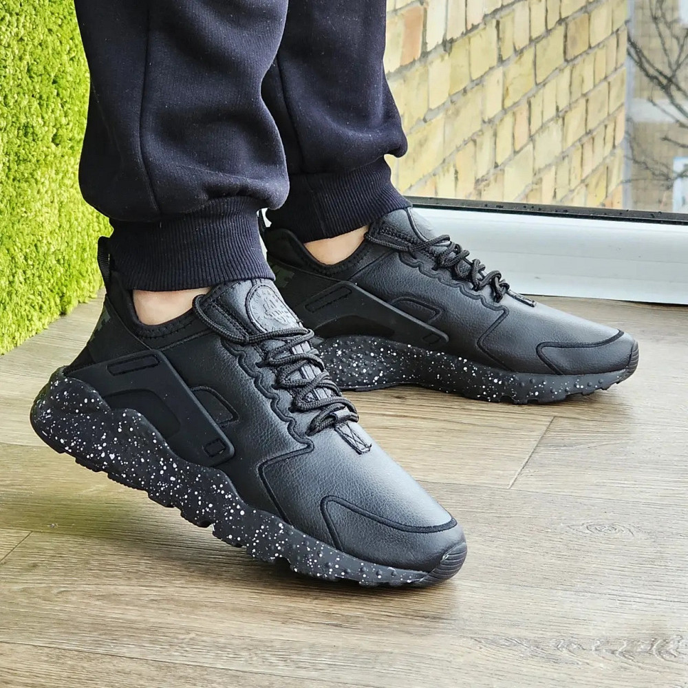 Мужские Чёрные Термо Кроссовки Nike Huarache Кожаные Найк Черные Еврозима (размеры: 41,42,43,44,45) Днепр - изображение 3