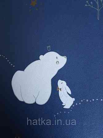 Шпалери флізелінові Decoprint еко Sweet Dreams дитячі ведмедики зайці зірки білі на темно синьому 0,53x10,05 м Київ