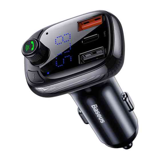 FM трансмітер модулятор Baseus S-13 Bluetooth 5.0 c функцією зарядки (Чорний, 2xUSB, 1xType-C) Николаев