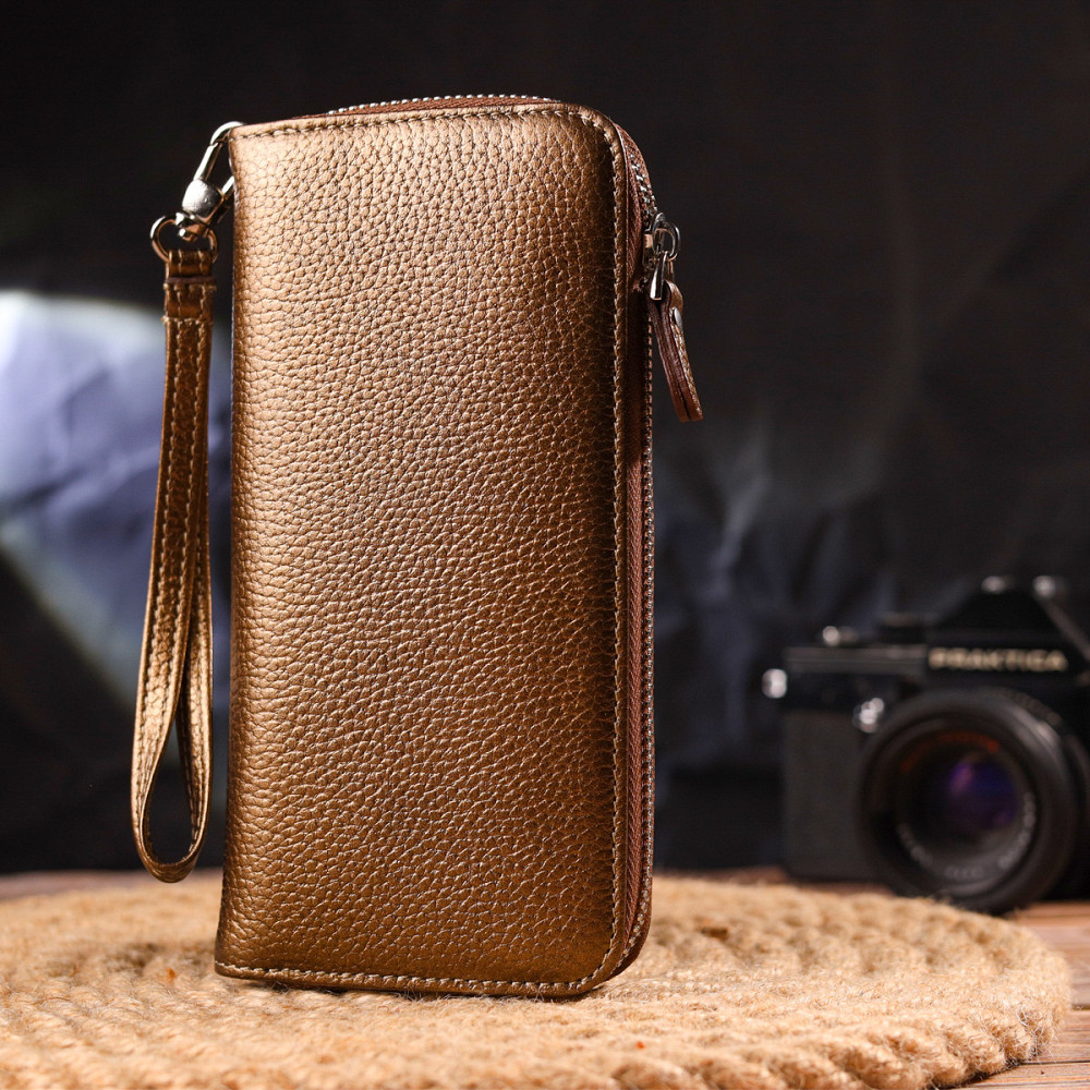 Неповторний гаманець з відливом для жінок з натуральної шкіри CANPELLINI 21614 Коричневий Київ - фото 8