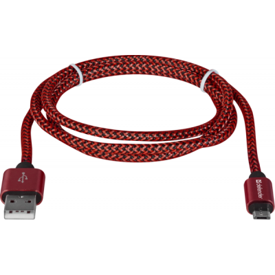 Дата кабель USB 2.0 AM to Micro 5P 1.0m USB08-03T red Defender (87801) Винница - изображение 2