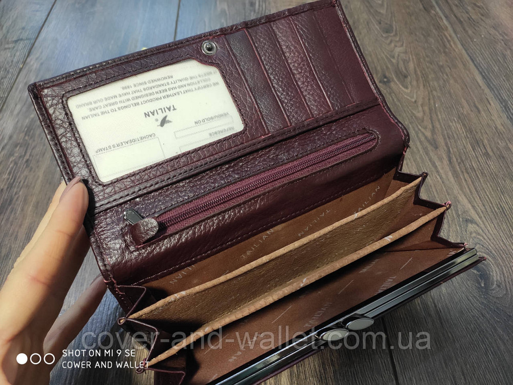 Класичний бордовий жіночий гаманець із натуральної шкіри Tailian 826 Київ - фото 5