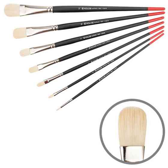 Кисть синтетика овальная Milk 1108FR No 6 длинная ручка KOLOS Киев