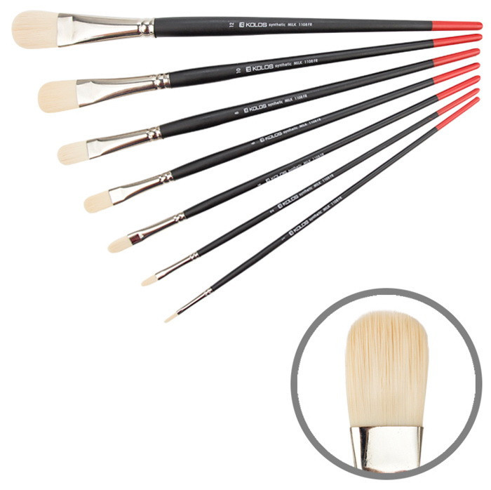 Кисть синтетика овальная Milk 1108FR No 6 длинная ручка KOLOS Киев - изображение 1