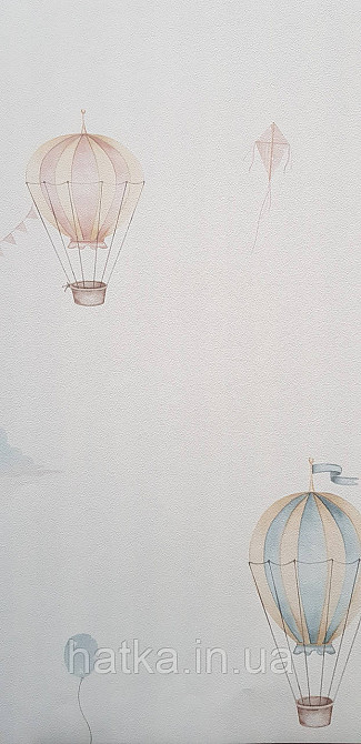 Шпалери флізелінові еко Rasch Kids World II 0.53х10 дитячі повітряні кулі хмари блакитні коричневі на білому Київ - фото 2