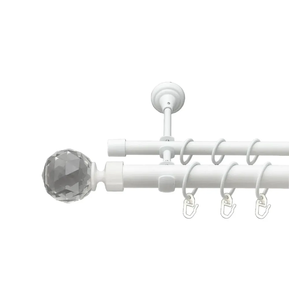 Карниз Orvit Люміера металевий дворядний відкритий гладка труба кільце металеве Арктіс 25\16 мм 160 см (00-00021065) Львів - фото 1