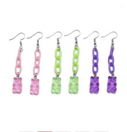 Детские серьги мишки, набор - длина 7см, размер мишки 1,6*1см, смола, пластик Киев