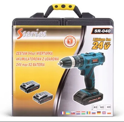 SR-040 Набор Аккумуляторных Шуруповертов 24V с 2 АКБ, Быстрой Зарядкой и 94 Аксессуарами в Кофре (18+1 режим) Одесса - изображение 8