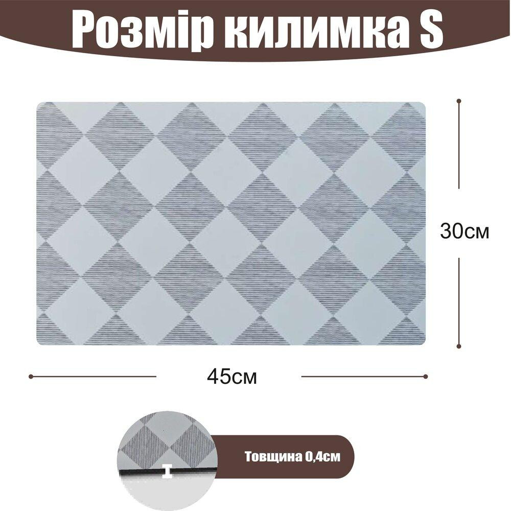 Антиковзаючий кухонний килимок - Абсорбуючий килимок для сушіння посуду - Килимок під кавоварку 30х45 см Сірий Буча - фото 2