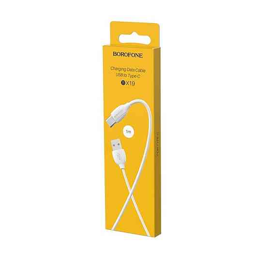 Кабель USB - Type-C BOROFONE BX19 2.4A 1m PVC TPE конектори колір білий BX19CW Одеса