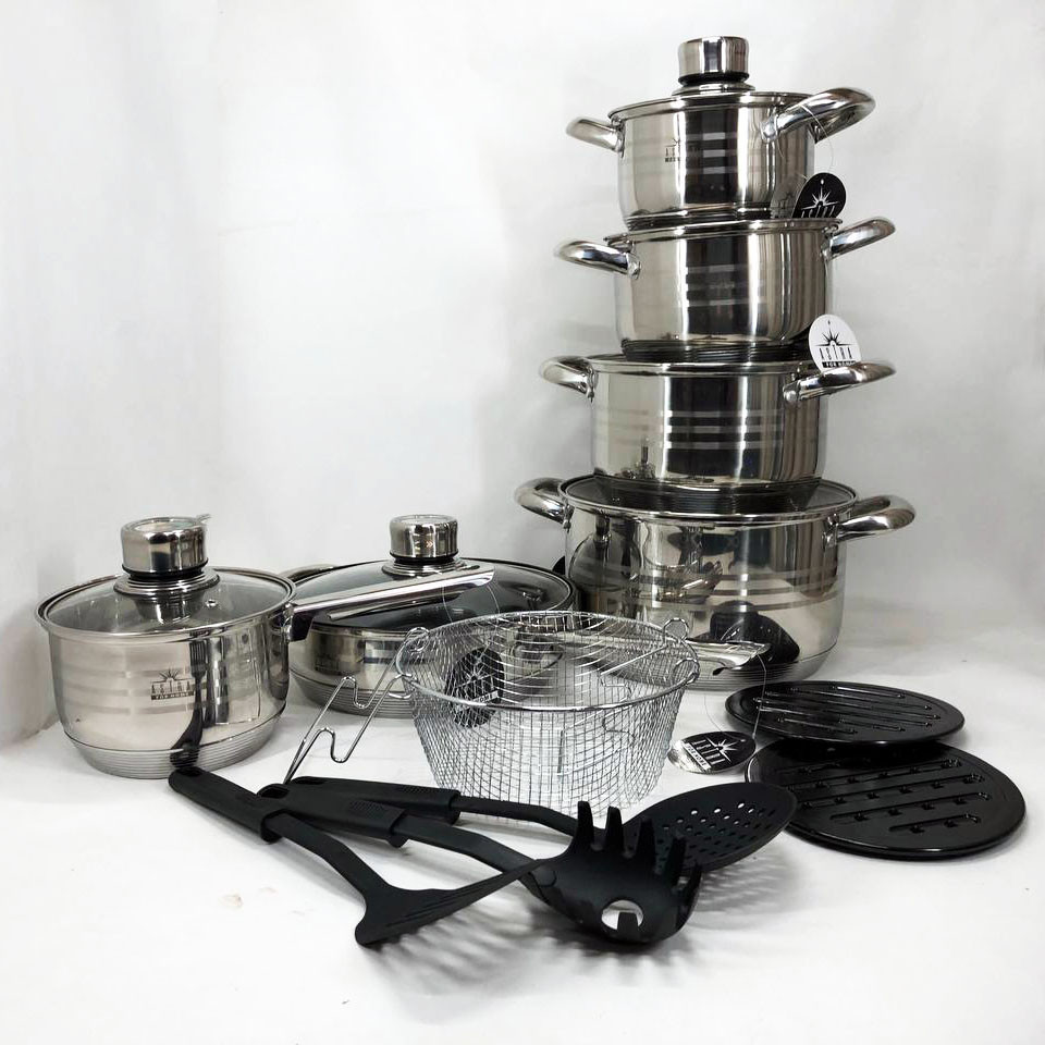 Набір каструль для електричних плит 18 предметов ASTRA A-2618, Каструлі з кришками OX-58 Львів - фото 3