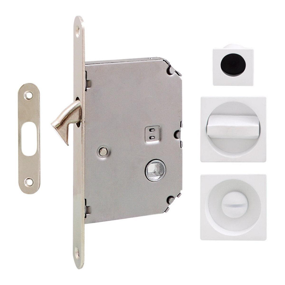 Ручка на раздв. дверь Fimet 3667R +LOCK+MQ мат белая (комплект wc) Киев - изображение 1