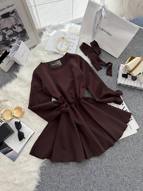 Жіноча романтична мінісукня з поясом креп костюмка Шоколад, 42/44 Одеса - фото 6