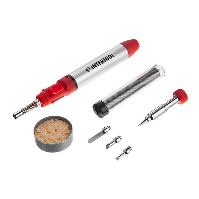 Пальник газовий INTERTOOL GB-0005, 12 мл, комплект аксесуарів 7 од. пальник для мікропайки Львів - фото 1