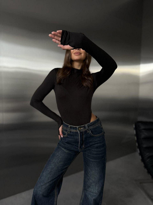 Женский стильный боди с длинным рукавом и высоким воротником микромасло с начесом 46/48 Одесса - изображение 2