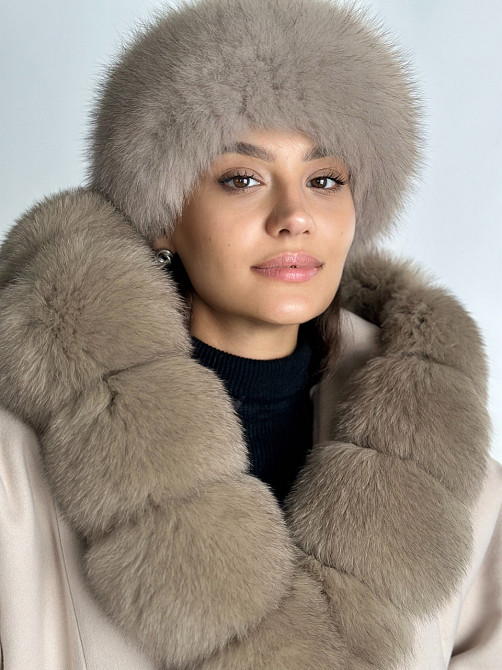 Хутряна пов'язка на голову жіноча з песця Світло-Бежевий Харків - фото 7