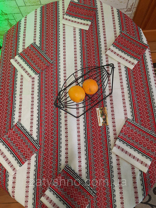 Червона скатертина вишита комплект Київ - фото 5