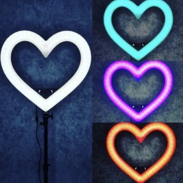 Кольцевая РГБ лампа MJ26 в форме сердца LED RGB 26 см Киев - изображение 3