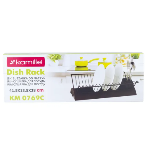 Сушарка для посуду 41,5*25,5*11,5см з піддоном хромована сталь чорний 0769C KAMILLE Житомир - изображение 8