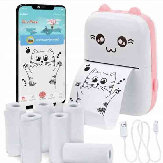 Портативный минипринтер Mini printer с Bluetooth для термопечати без чернил со смартфона. Цвет: розовый HF-55 Львов