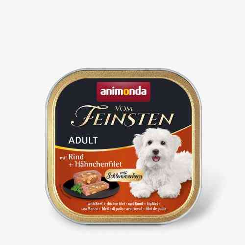 Корм вологий Vom Feinsten Adult with Beef chicken file для дорослих собак з яловичиною і курячим філе 150 г Київ