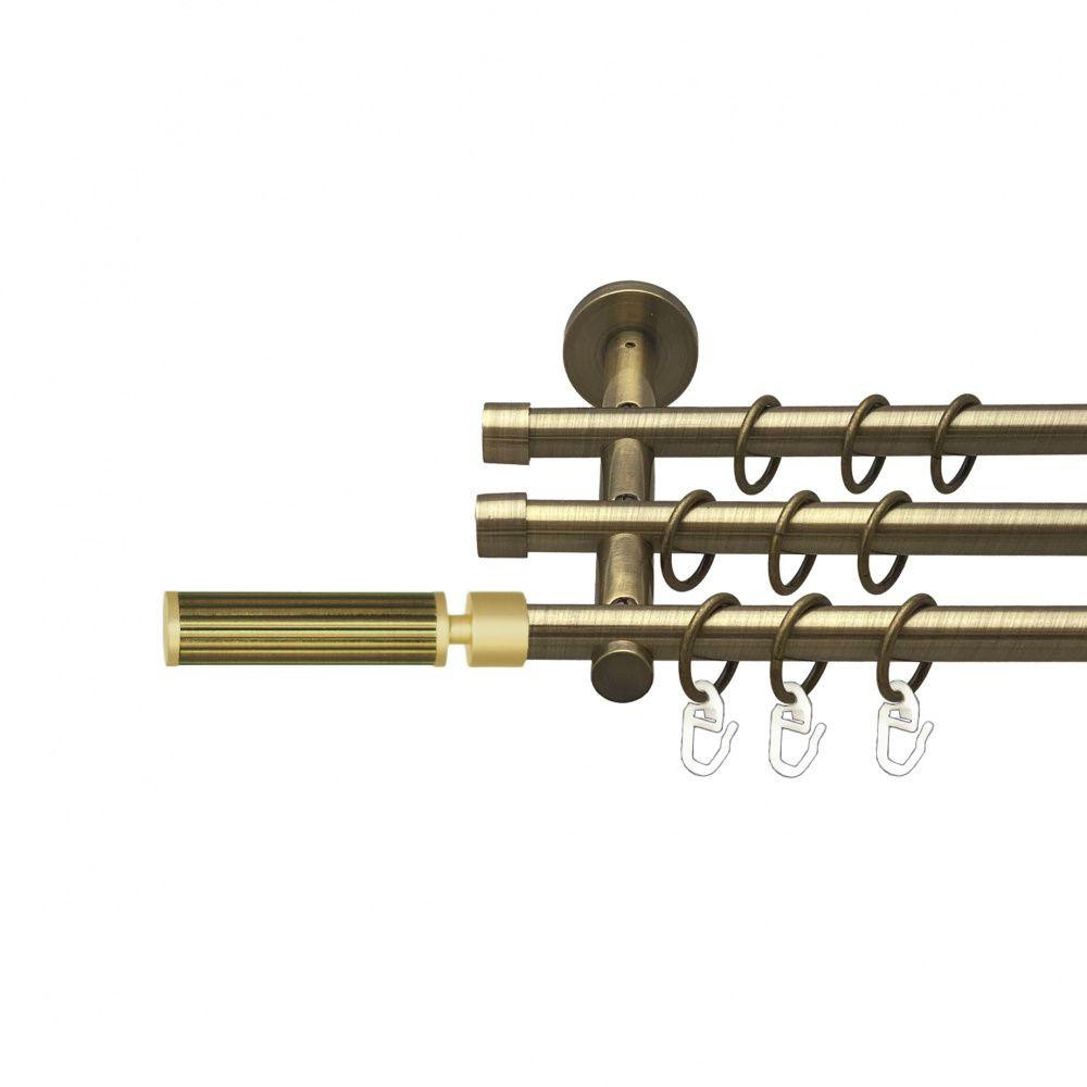 Карниз Orvit Галерія металевий трирядний циліндр (20 см) гладка труба кільце металеве Антик 16\16\16 мм 240 см (00-00015719) Львів - фото 1