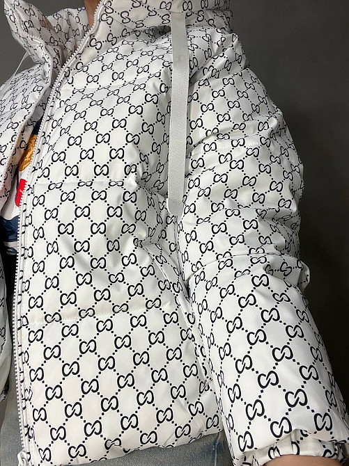 Куртка жіноча Haiziyuan 1630 візерунок середня довжина з капюшоном біла, білий, L Київ - фото 18