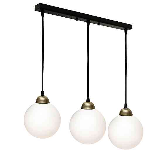 Светильник подвесной MSK Electric Luna с плафонами шарами на планке под три лампы Е27 PL 2026-3 BK Одесса