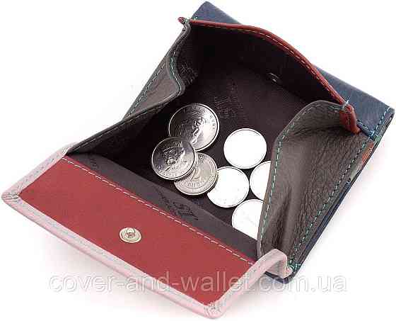 Компактний жіночий гаманець із натуральної шкіри з монетницею рожевого кольору ST Leather Київ