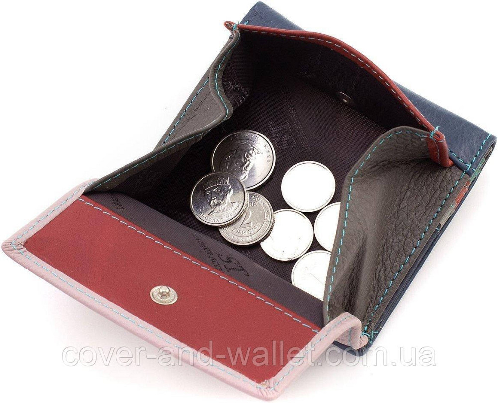 Компактный женский кошелек из натуральной кожи с монетницей розового цвета ST Leather Киев - изображение 4