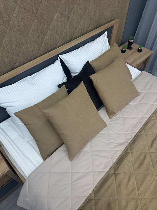 Покрывало стеганое Decorator Sparta Diamond ромб 240х260 см темно-бежевый (85-068) Киев - изображение 4