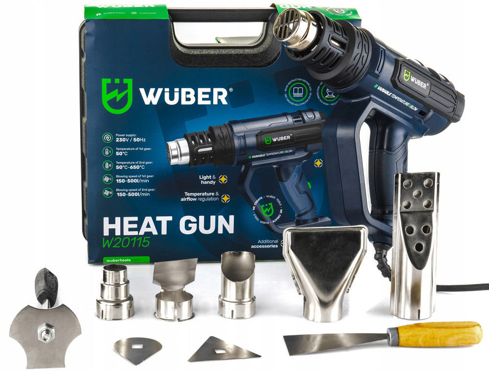 Фен будівельний Wuber 2200W 650 °C з регулюванням температури (Польща) Київ - фото 7