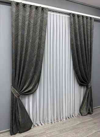 Комплект готовых штор VR-Textil Жаккард Mystery № 1625ш Капучино с серым 150х290 см 2 шт (33-0541) Киев