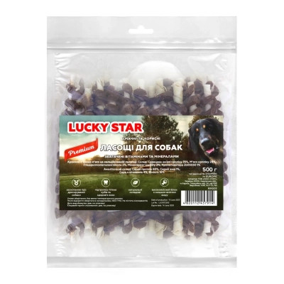 Лакомство для собак Lucky Star Кальцієва палиця з намоткою кролячого м'яса ≈11 см 500 г (4820112457914) Винница - изображение 2